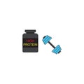 Protein powder with dumbbel solid icon