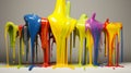 Colorful Paint Drips on Grey Background Royalty Free Stock Photo