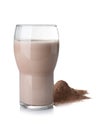 Protein shake in glass and powder isolated Royalty Free Stock Photo