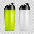 Protein shaker design template. Two colors sport bottles. Shaker bottle isolated for gym bodybuilding Royalty Free Stock Photo