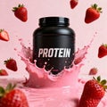 protein with strawberries and yogurt that is good for your health Royalty Free Stock Photo