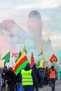 Protest actions in solidarity with Rojava in Zuerich, Switzerland