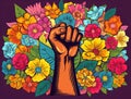 Protest women support illustration day floral flower celebration hand decoration background spring