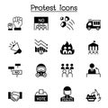 Protest & chaos icon set vector illustration