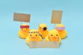 Protest concept, rubber ducks are protesting