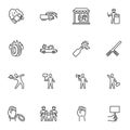 Protest, demonstration line icons set Royalty Free Stock Photo