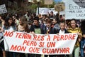 Protest demonstration of university students and college students in Alicante