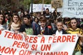 Protest demonstration of university students and college students in Alicante