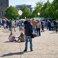 Protest event during the Corona pandemic on the cathedral square in Magdeburg