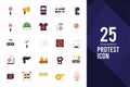25 Protest Flat icon pack. vector illustration Royalty Free Stock Photo