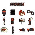 Protest flat icon set