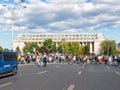 Protest in front of The Victoria Palace the headquarter of the Romanian Government in Bucharest Royalty Free Stock Photo