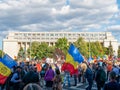 Protest in front of The Victoria Palace the headquarter of the Romanian Government in Bucharest Royalty Free Stock Photo