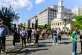 Protest after George Floyd death, Black Lives Matter group standing against White House president Donald Trump