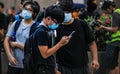 Protest hong kong 2019, police running against protester