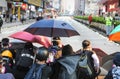 Protest hong kong police running against protester