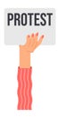 Protest icon. Human hand holding strike banner. Royalty Free Stock Photo