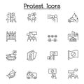 Protest icon set in thin line style