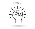 Protest line icon. Will power sign. Hand knuckle, willpower fist symbol. Vector