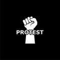 Protest logo, Power sign, Protest icon on dark background
