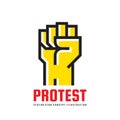 Protest - logo template vector illustration. Abstract human hand creative sign. Revolution concept symbol. Against line icon.