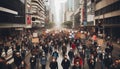 Protest March in Urban Streets Royalty Free Stock Photo