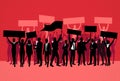 Protest People Crowd Silhouette Over Red Royalty Free Stock Photo