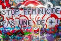 Protest poster against domestic violence and femicide stuck on a wall in Calais, France