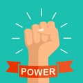 Protest and power concept illustration. Mans fists, protest placard symbol. Hands holding signs and bullhorn. Politic crisis, poli Royalty Free Stock Photo