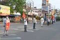 Protest rallies by several leftist organizations demanding that the government play a proper role in preventing the Coronavirus Royalty Free Stock Photo