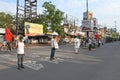 Protest rallies by several leftist organizations demanding that the government play a proper role in preventing the Coronavirus Royalty Free Stock Photo