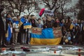 A protest rally against the Russian incursion of Ukraine Royalty Free Stock Photo