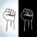 Protest, rebel revolution poster. Human clenched fist illustration. Isolated logo illustration.