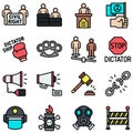 Protest related vector icon set 2, filled style Royalty Free Stock Photo