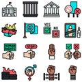 Protest related vector icon set 4, filled style Royalty Free Stock Photo