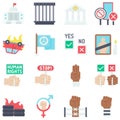 Protest related vector icon set 4, flat style Royalty Free Stock Photo