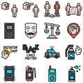 Protest related vector icon set 1, filled style Royalty Free Stock Photo