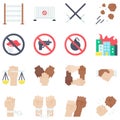 Protest related vector icon set 3, flat style Royalty Free Stock Photo