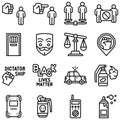 Protest related vector icon set 1, line style Royalty Free Stock Photo