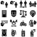 Protest related vector icon set 1, solid style Royalty Free Stock Photo