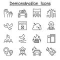 Protest, riot, election, remonstrance, demonstration icon set in thin line style