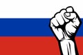 Protest in Russia. Rally in Russia. Russia flag concept protest banner