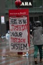 Protest sign at Westlake Center in Seattle on May 30 2020