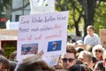 Protest sign saying `Your kids still got to see blue oceans` held up by young people during Global Climate Strike