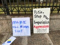 Protest Signs at the Russian Embassy