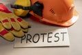 protest signs on work place. Royalty Free Stock Photo