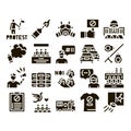 Protest And Strike Glyph Set Vector