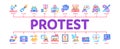 Protest And Strike Minimal Infographic Banner Vector