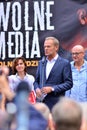 Protest to support free media in Poland. Opposition leader Donald Tusk.