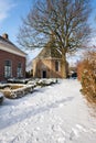 Protestant Church of Drimmelen in the snow Royalty Free Stock Photo